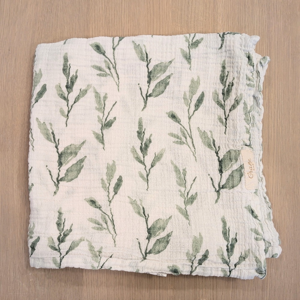 42x42" Crane Green Leaf Print Kids Blanket
